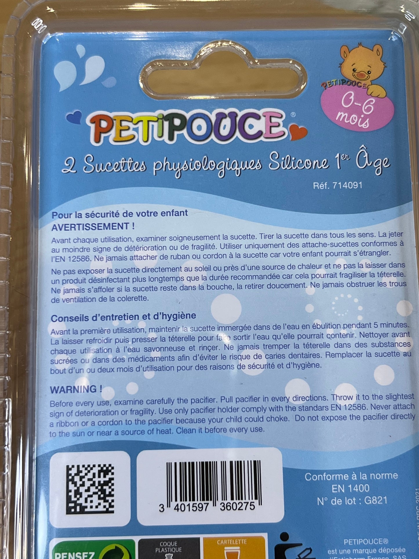 Sucettes Bébé PetiPouce