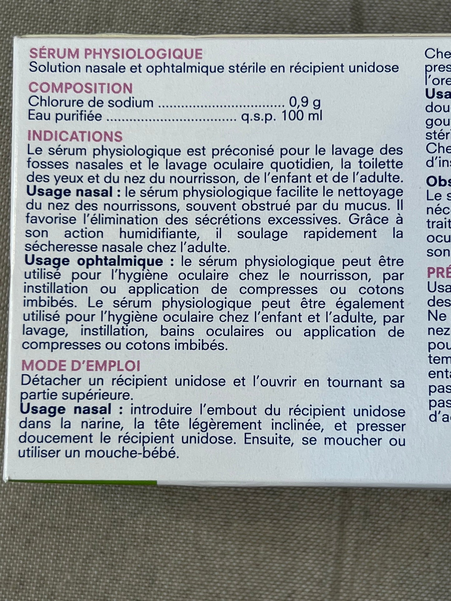 Sérum physiologique Cooper